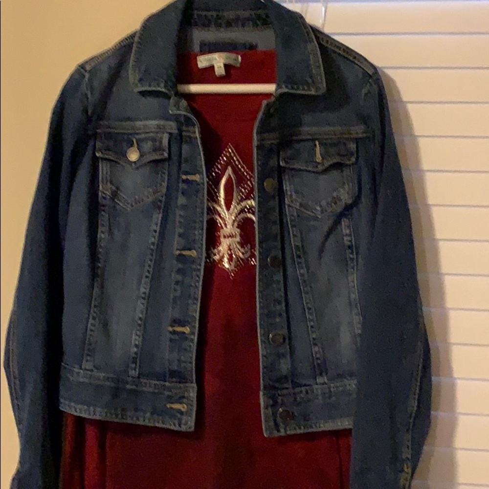 The Limited jacket with red T-shirt